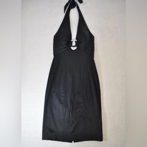 Vintage Cache Halter neck mini dress black with rhinestones size 2